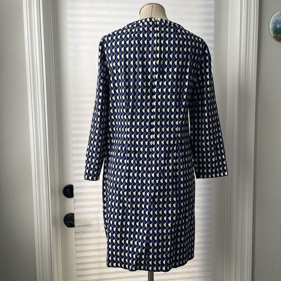 J. Crew Jersey Geo Print Midi Dress Size 6 Sheath style, Eposed side zips. - Picture 5 of 7